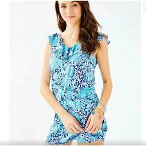 Lilly Pulitzer Blue Aqua Spritz Alessa Romper - size Large